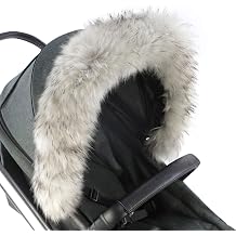Pram Fur Hood Trim Attachment for Pushchair Compatible with Orbit Baby - Light Grey