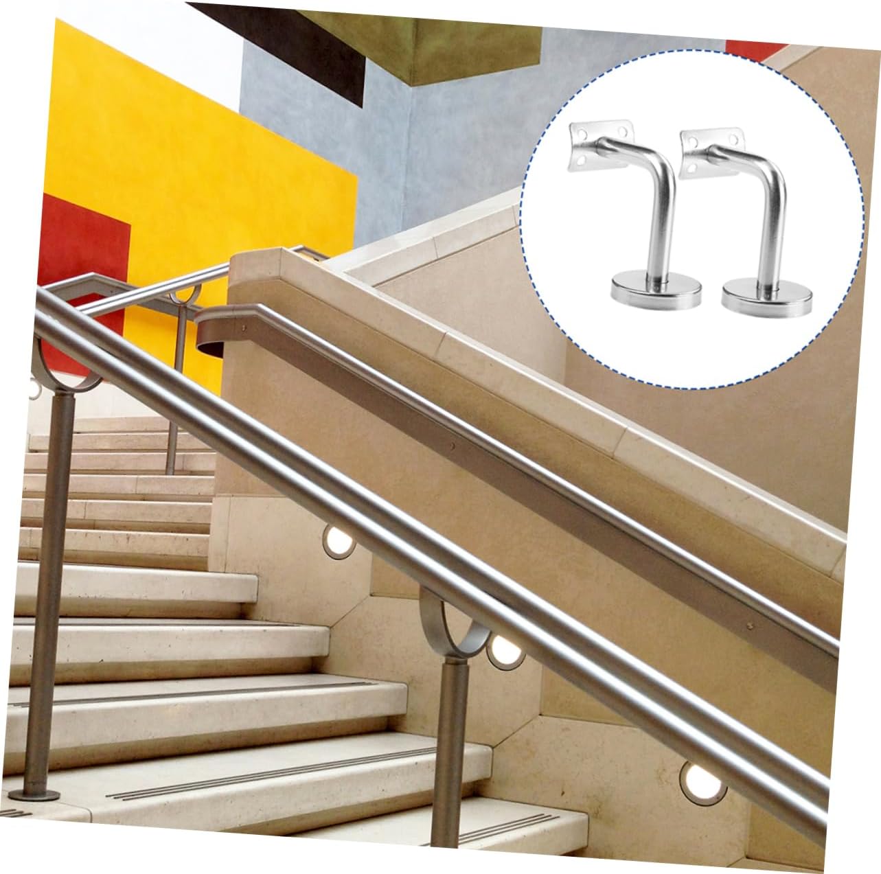 6pcs Handrail Bracket Stair Rail Support Stainless Steel Armrest Bracket Rail Riser Outdoor Stair Railing