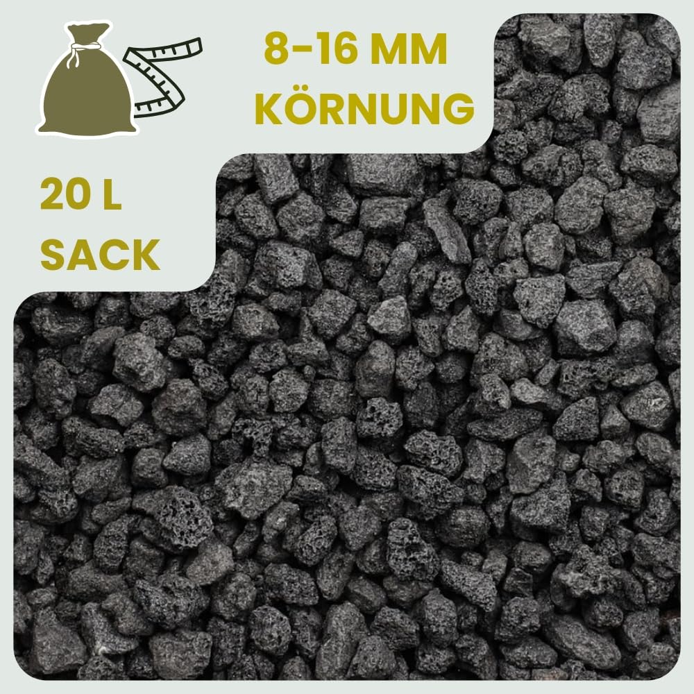 Lavasteine Garten 20L 8-16 mm Lavagranulat Aquarium Lavasteine Grill Aquarium Filtermaterial Lavakies Anthrazit Lavamulch Lavagrill