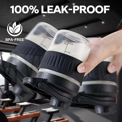 Miniatura 5 de Botella agitadora pequeña de vidrio de 12 onzas, polvo de proteína de vidrio de borosilicato, mezcla de vasos pequeños para mezclas de proteínas con