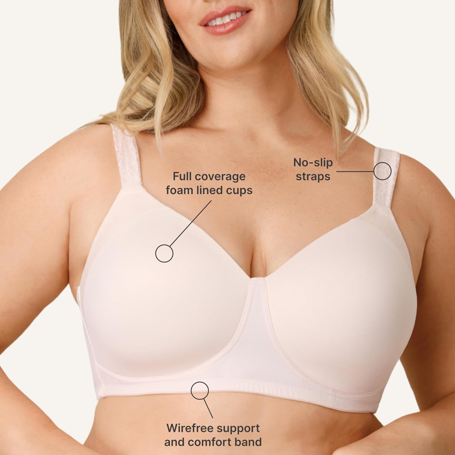 Playtex Womens Wireless Bra, Plus-Size T-Shirt Bras Available, Full Coverage, Moisture-Wicking, 4750 - Image 4