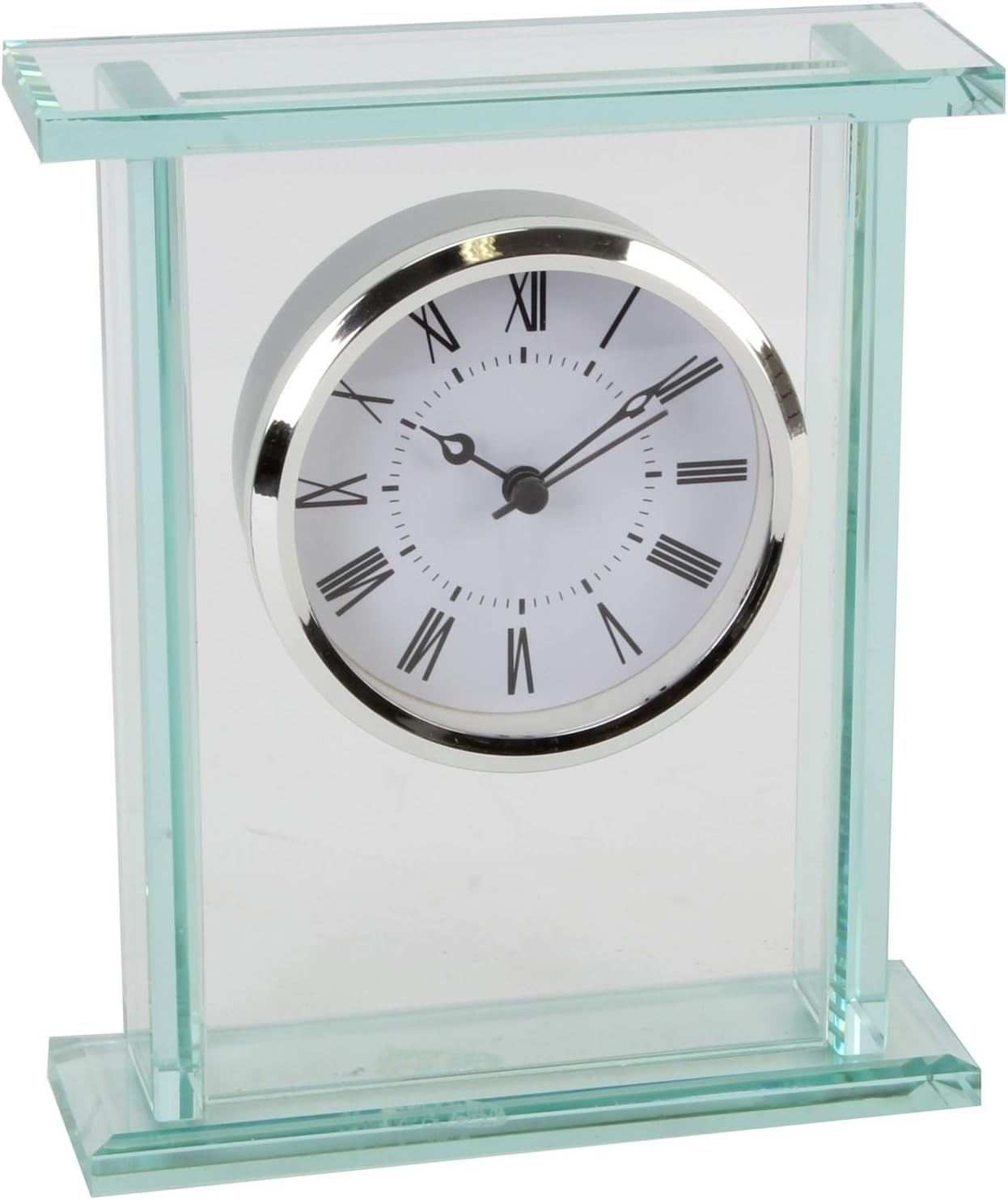 Wm.Widdop Glass Silver Bezel Mantel Clock