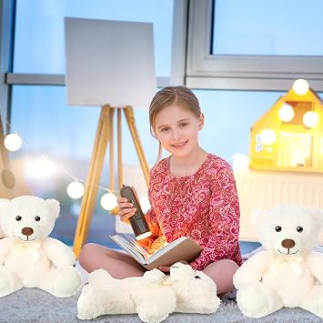 Civaner 4 Pack 14 Inches Teddy Bears Plush Stuffed Animals Cute Soft Bears Gifts Bulk for Women BFF Girlfriend(White)