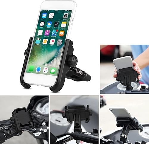 Miniatura 8 de Keenso Soporte de teléfono celular para motocicleta, soporte universal ajustable para manillar para teléfono móvil de 4 a 6 pulgadas, color negro