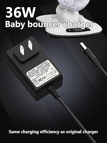 Miniatura 2 de Cargador de cable de alimentación de 12 V 3 A para columpio de bebé MamaRoo 24, Rockaroo 2 Baby Swing, MamaRoo 2015 asiento infantil gorila