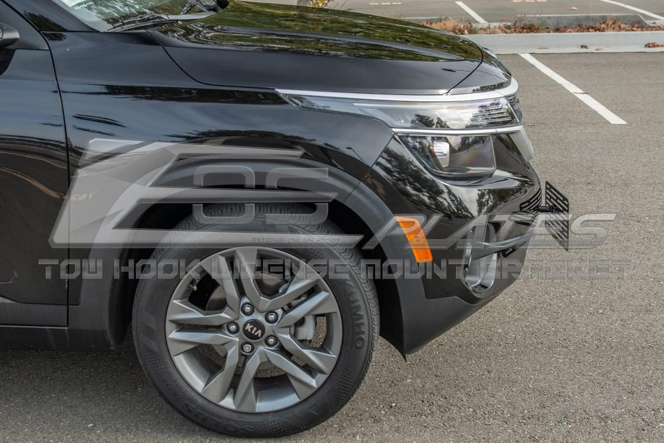 Replacement for 2020-Present Kia Seltos Models | EOS Plate Version 2 Front Bumper Tow Hook License Relocator Mount Bracket Tow-594-V2 (Full Size)