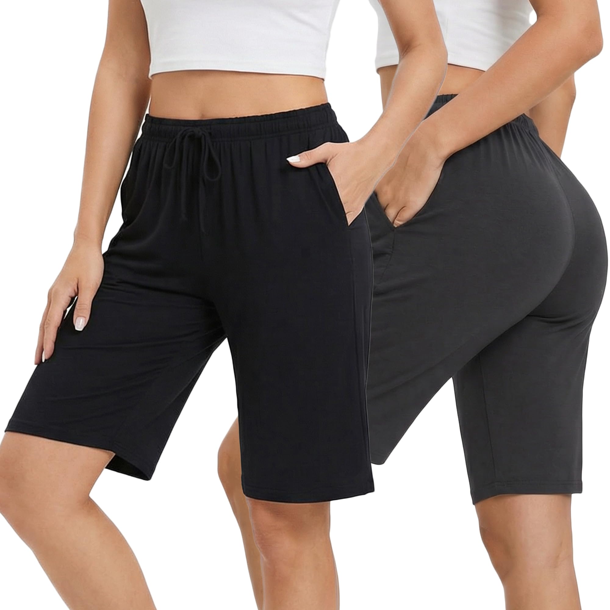Womens Soft Pajama Shorts Lounge Bermuda Shorts Casual Knee-Length Sleep Shorts-image-13