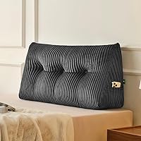 Vista 27 de Z-hom Almohada de cuña grande para cabecero triangular, almohada de lectura con una almohada enrollable para cama, sentado, dormir, cojín de Gris