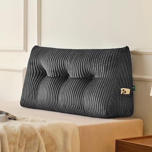Z-hom Almohada de cabecera individual, almohada de lectura de cuña triangular para cama o sofá, cojín ergonómico para respaldo para sentarse, leer o