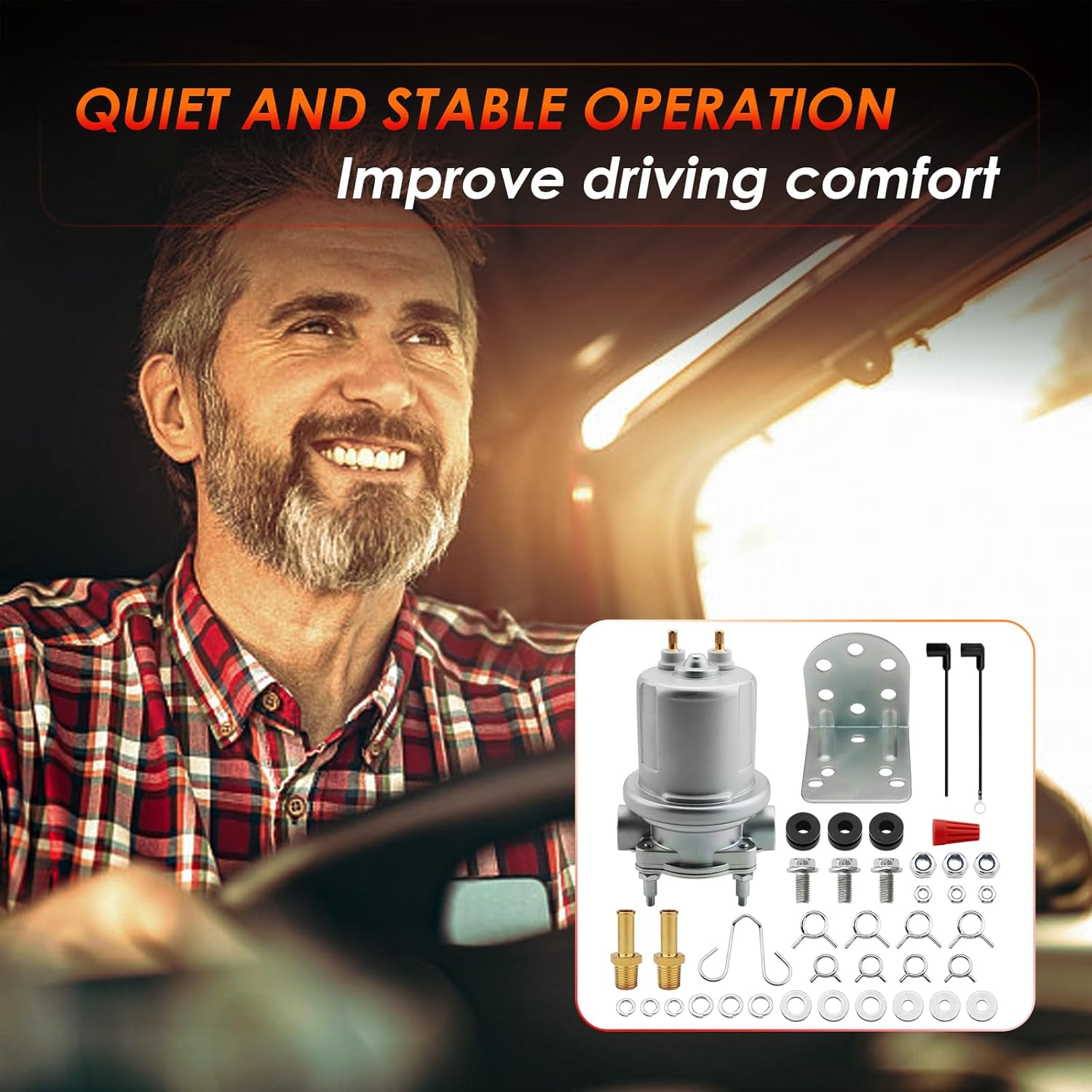 P4070 Universal Electric Fuel Pump, In-Line Rotary Vane Pump Fit For Passenger Car, Fleet, Industrial & Recreational Vehicles, Automotive Replacement 12V 4-6PSI 50GPH 1/4"-18 NPSF Inlet & Outlet - Image 8