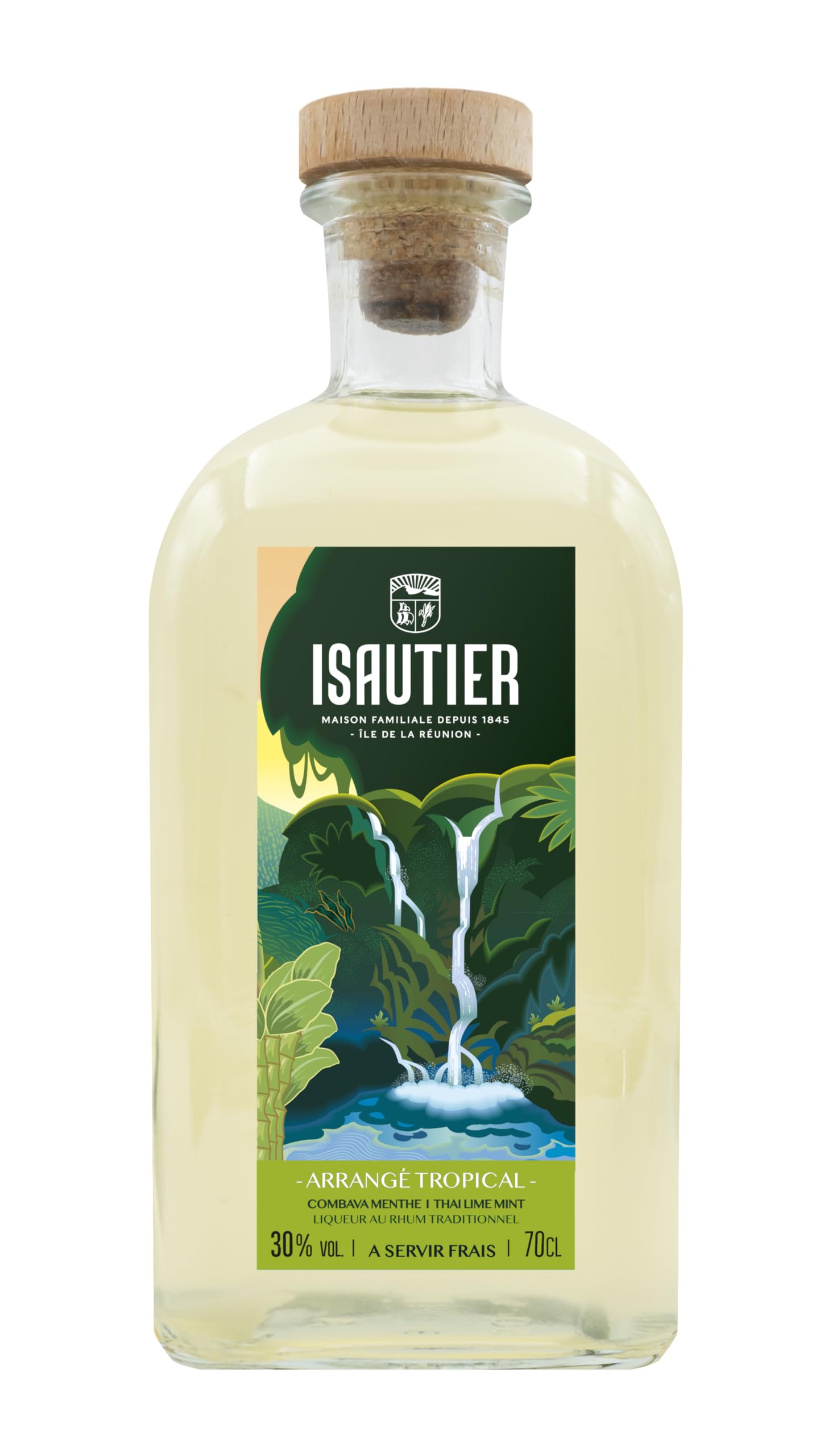 Isautier - Tropical Kaffir Lime & Mint Flavoured Rum infusion - Premium Reunion Island Spirit - 30% ABV (1 x 70cl)
