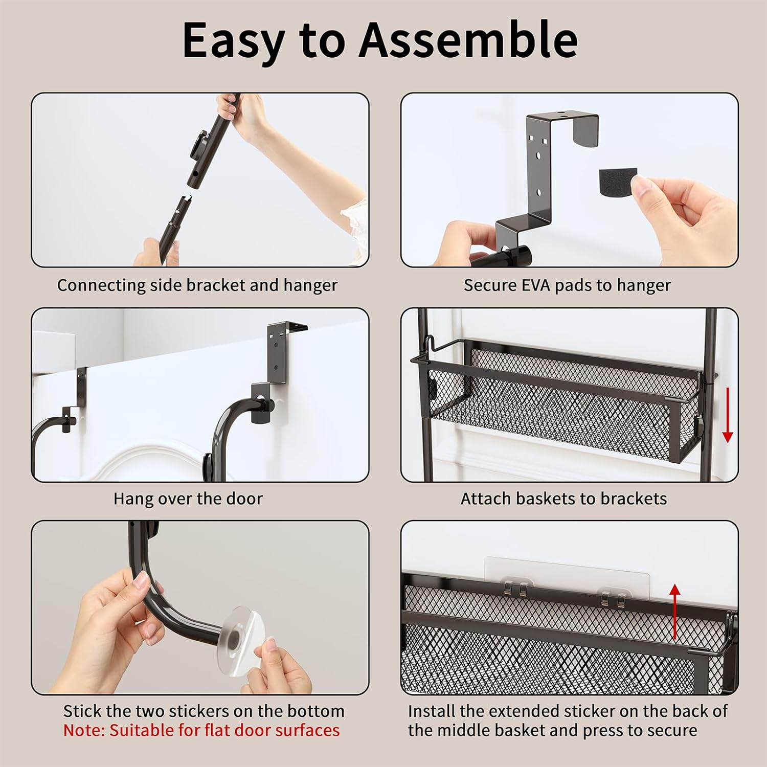 Over the Door Pantry Organizer, 8-Tier Pantry Door Organization and Storage, Over the Door Spice Rack, Home & Kitchen Storage Shelves for Cabinet, Black