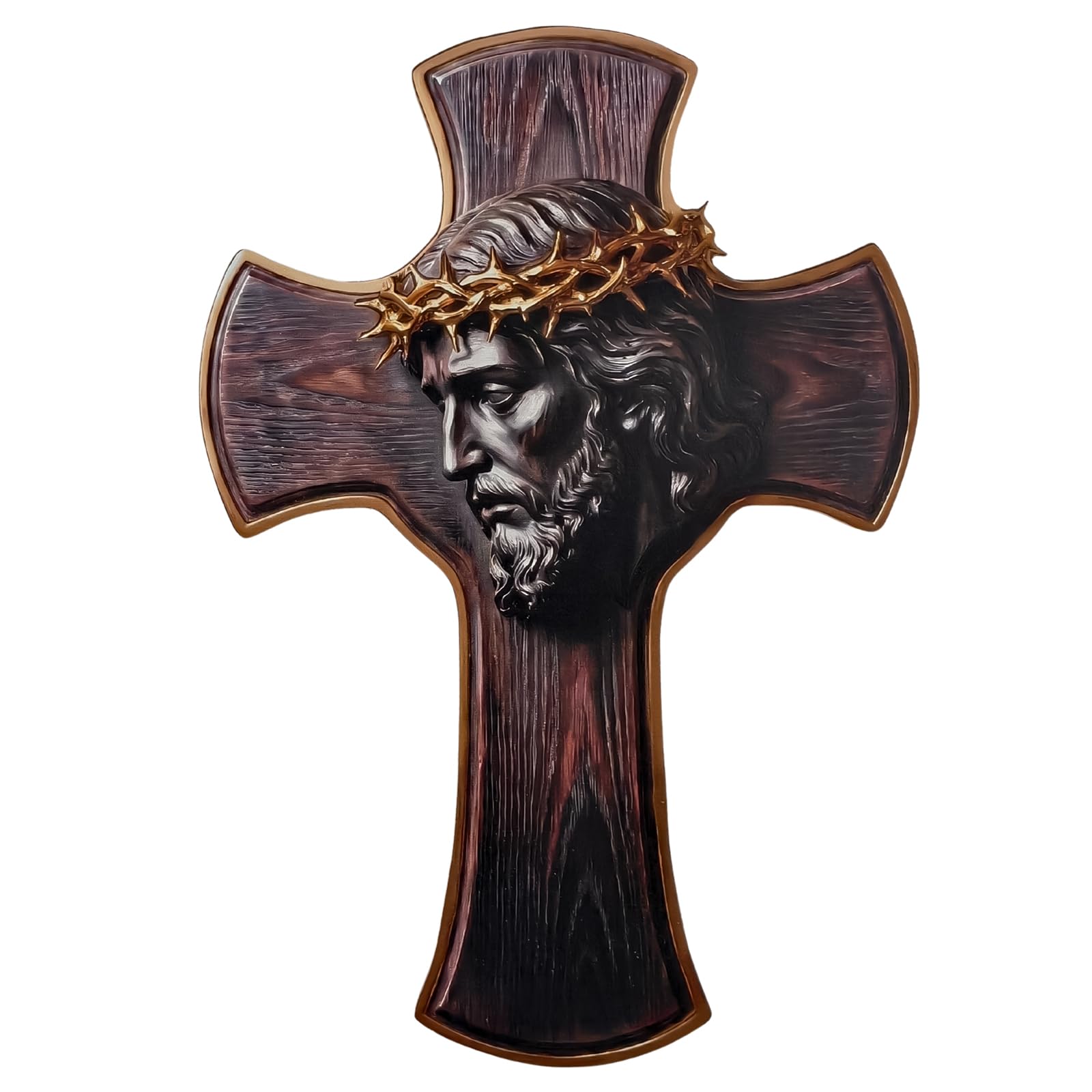 View 1 of *** not carved, painted*** ARTINRENAISS Black Jesus Cross Wall Decor, Wooden Crucifix Wall Cross