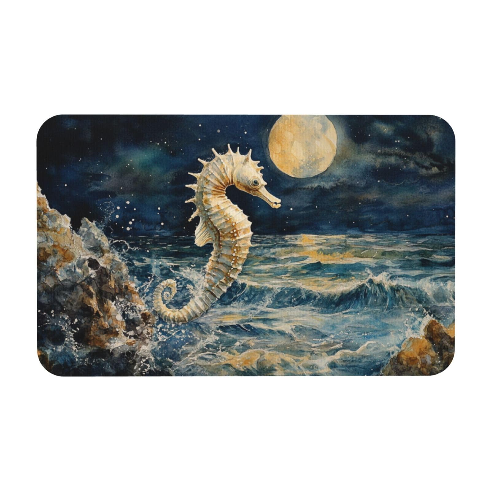 Tapis hippocampe de sol antidérapant lavable intérieur extérieur