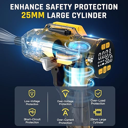 Miniatura 4 de Inflador de neumáticos, compresor de aire portátil compatible con batería Dewalt de 20 V, fuente de alimentación de automóvil de 12 V CC, bomba de