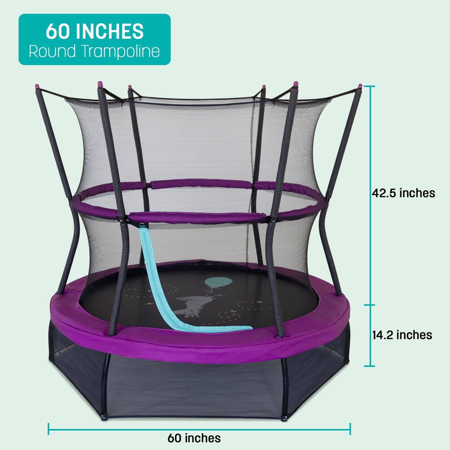 Skywalker Trampolines 60" No-Spring Design Mini Trampoline for Kids and Toddlers with Enclosure Net