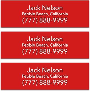Personalized Golf Club Name Labels (30 Labels) - Custom Waterproof Name Stickers for Golf Clubs (Red with White Text)