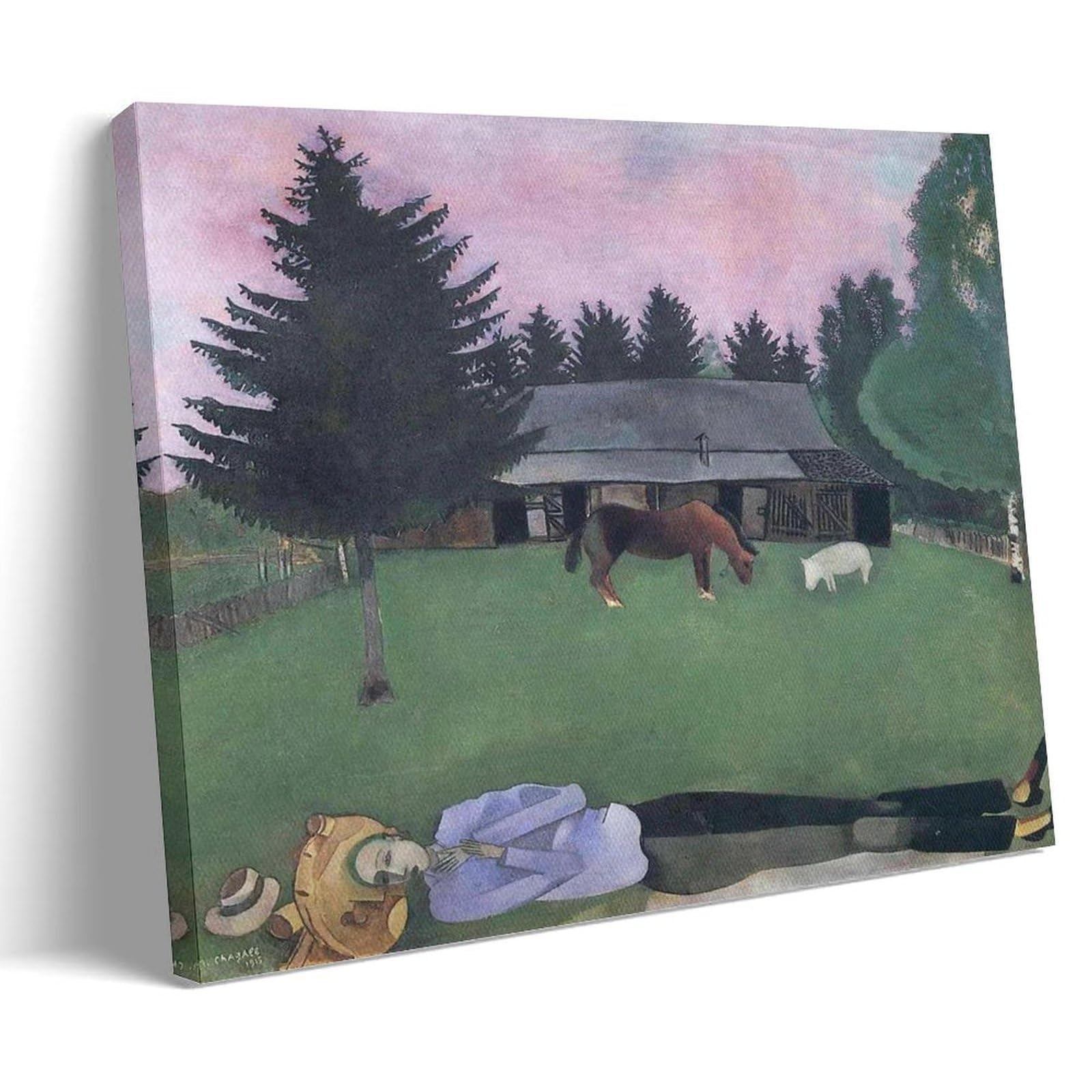 XuXueCC Marc Chagall Wall Art Prints Paintings Poster The Poet Reclining Picture Print Wall Art Painting Canvas Artworks Gift Idea Room Aesthetic Frame 16x24inch(40x60cm)