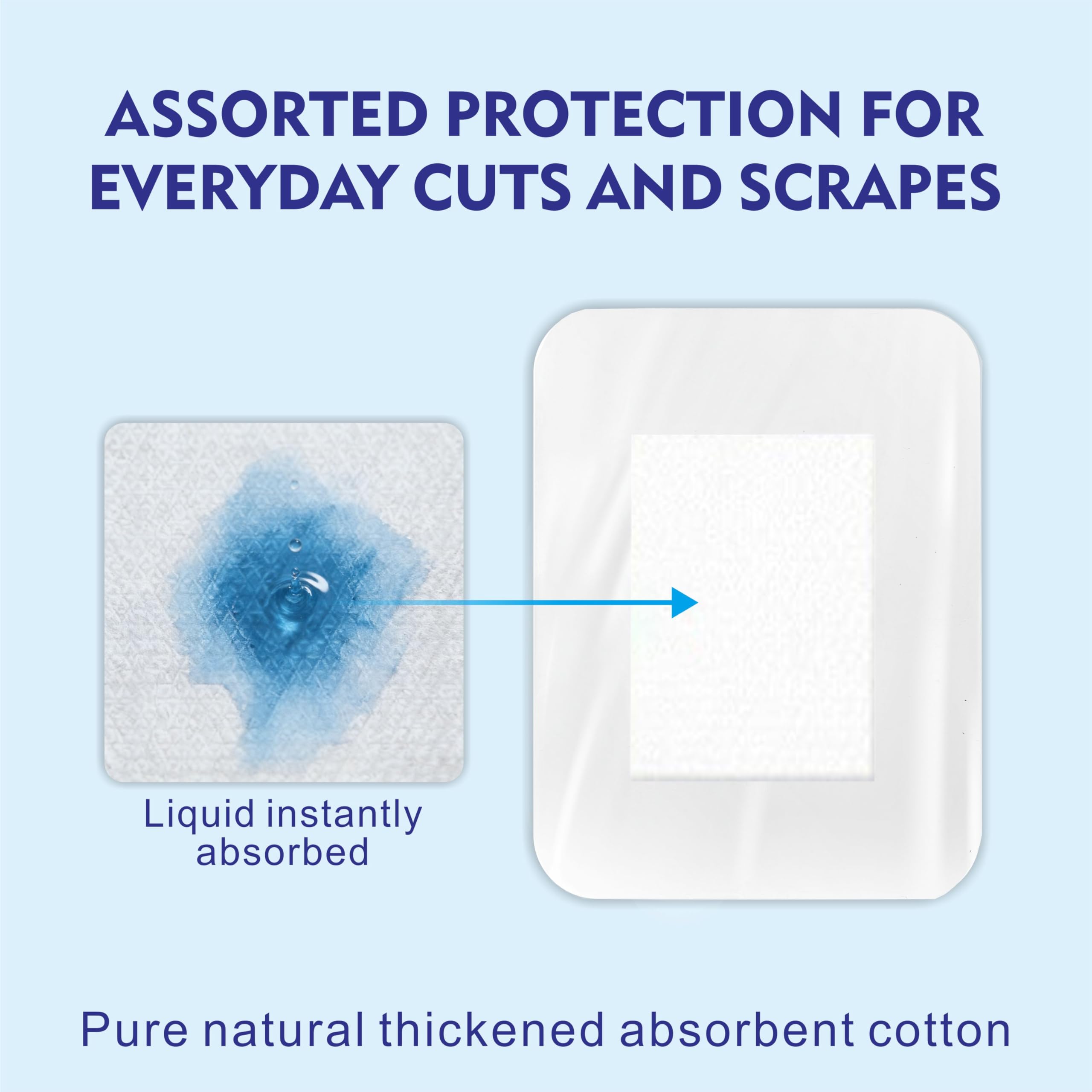 Apósito de película transparente impermeable con almohadilla absorbente, paquete de 50 vendas adhesivas estériles, cubierta postquirúrgica, barrera protectora para pieles sensibles (2.3 x 2.7