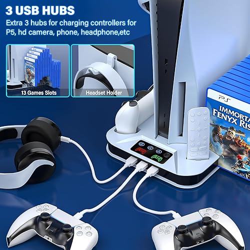 Miniatura 6 de Estación de refrigeración para PS5 con estación de carga de controlador para consola Playstation 5Digital, soporte de refrigeración para PS5