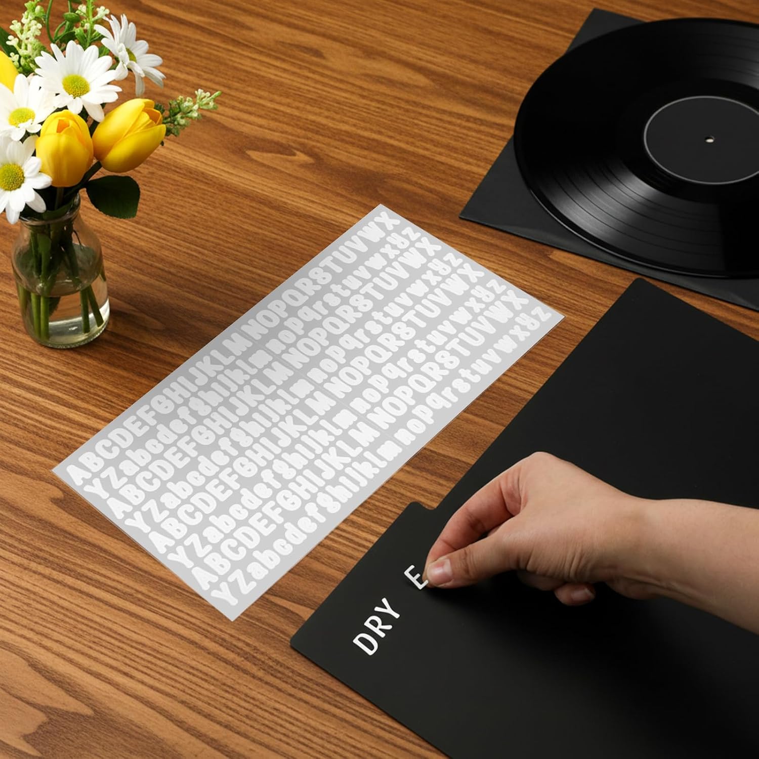 30 Pcs Record Dividers 12.5 x 13.49 Inch Heavy Duty Vinyl Album Dividers with White A-Z Stickers, 0.5mm Thick Plastic Vinyl Record Separator Divider, for Organizing Protection - Black