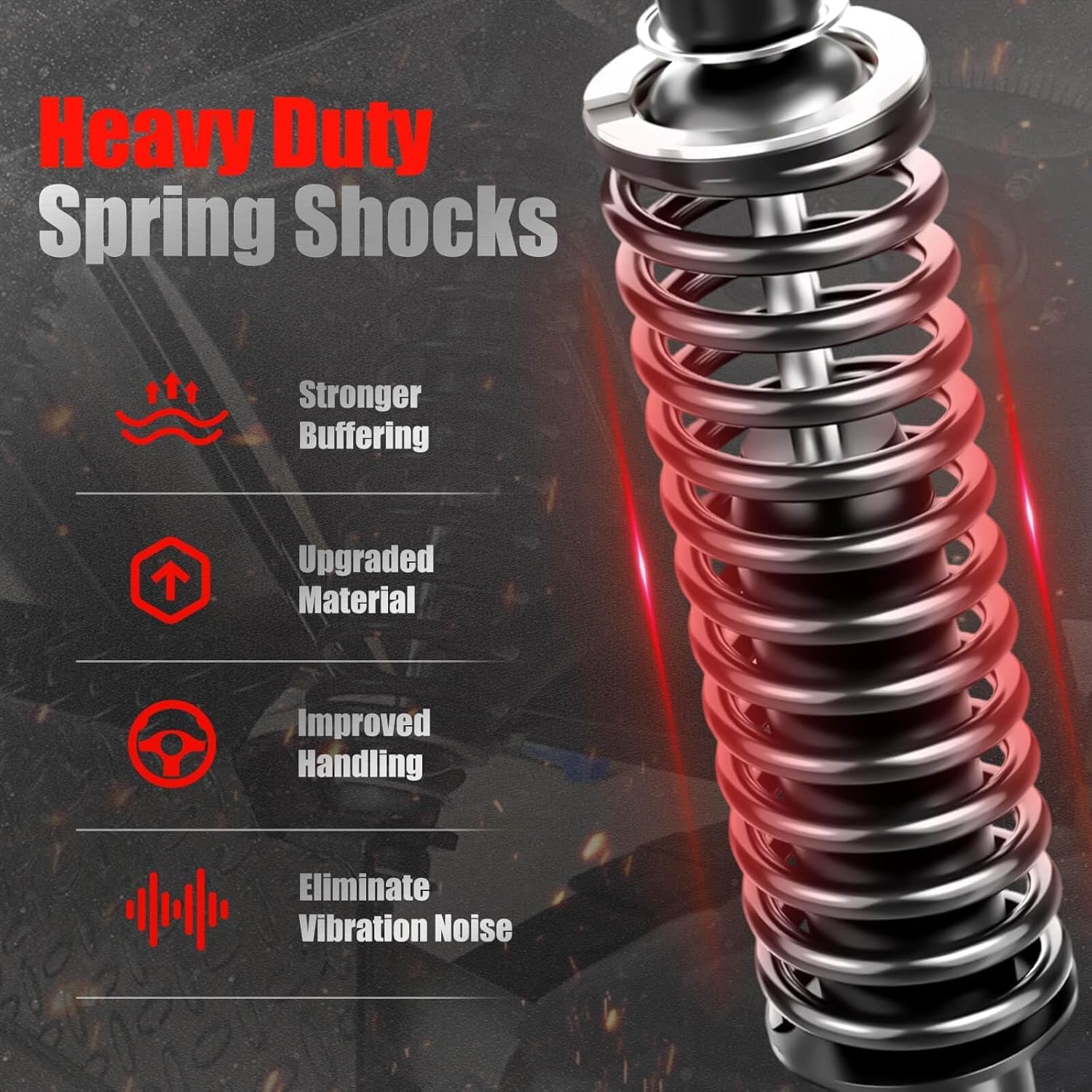 EZGO Golf Cart Shocks Front or Rear with Heavy Duty Coil Springs for EZGO TXT/Medalist 1994+ G&E Golf Carts OEM# 70928-G01 76418-G01