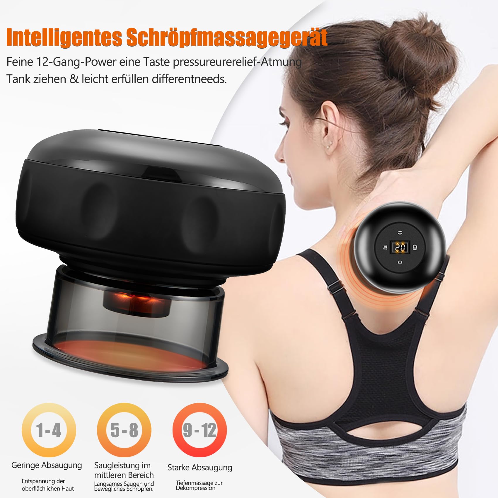 2 Stück elektrisches schröpfgläser-Set, 4 in 1 elektrisches schröpfen, intelligentes schröpfgerät lindert Muskelkater, verbessert die Blutzirkulation und beschleunigt die Erholung nach dem Training