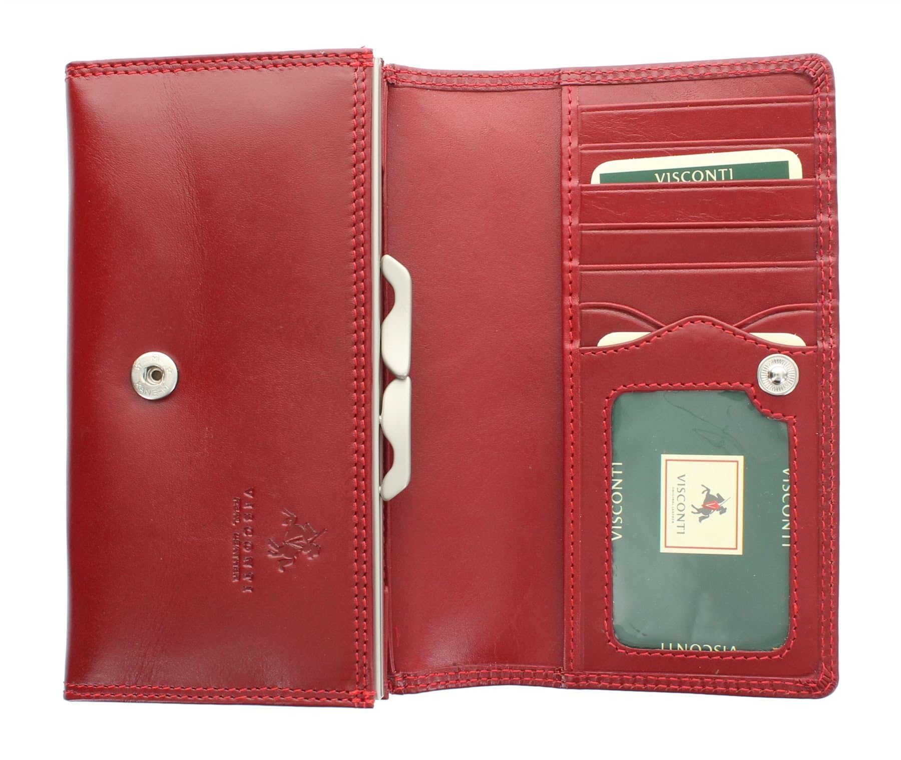 Visconti Monza Colección MARIA curtido vegetal señoras de cuero del clip del monedero MZ12 Rojo