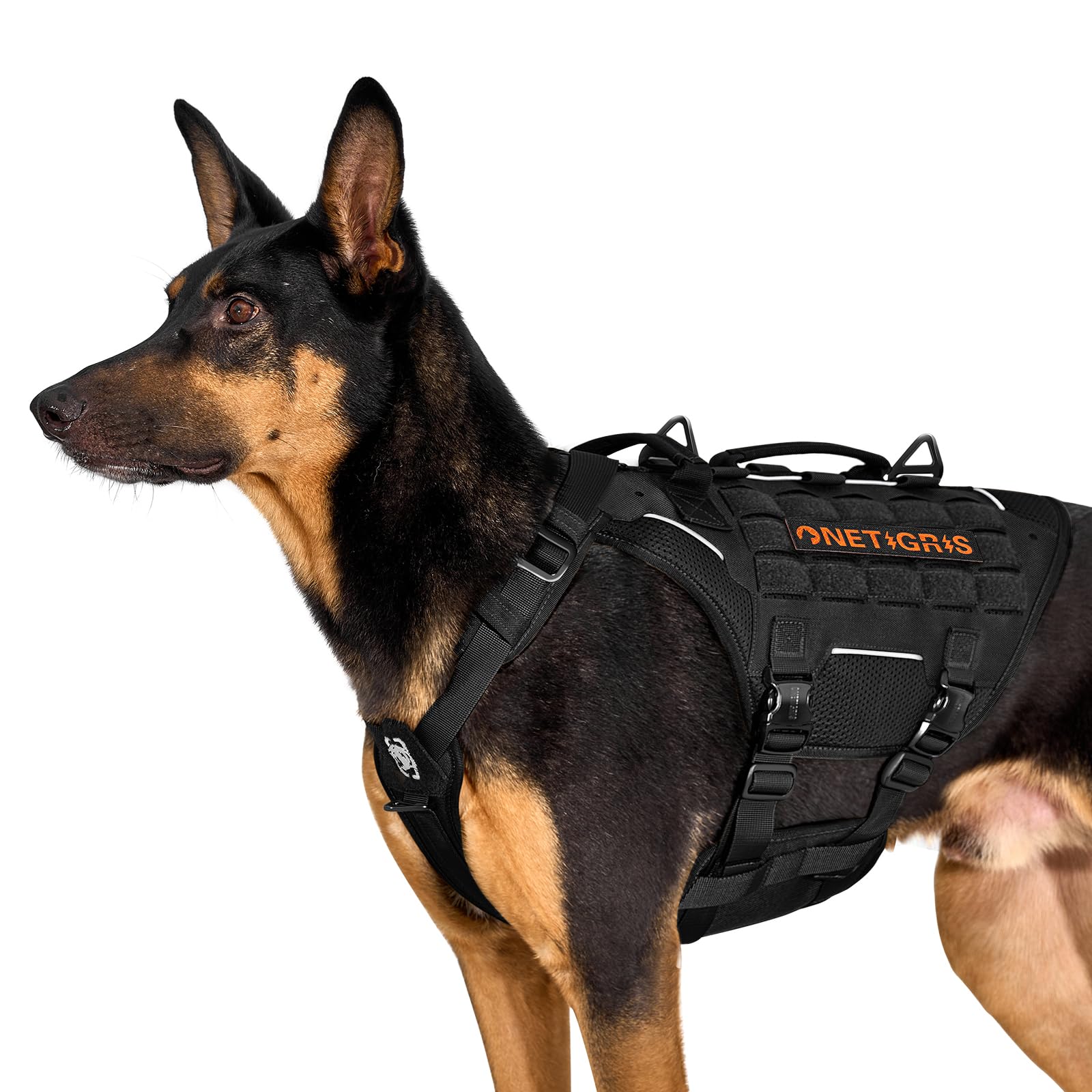 OneTigris Dog Harness for Large Dogs, Tactical Dog Vest with Metal Buckles Torpedo Military Medium Sized Dog Heavy Duty Reflective Dog Harness