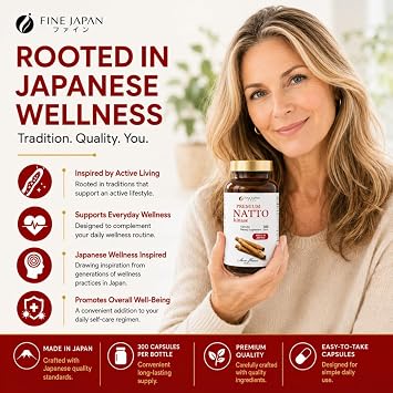 FINE JAPAN Natto Kinase Tablets 250mg, Fermented Soybean Enzyme, 300 Tablets, Gluten-Free, Made in Japan