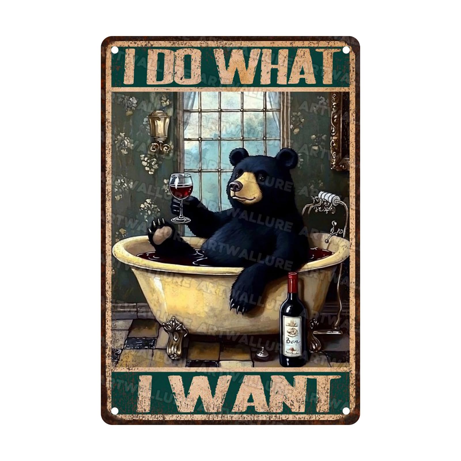 Bear Vintage Tin Sign I Do What I Want Metal Sign for Patio Porch Home Garden Bedroom Women Cave and Yard Wall Decor Art for Women and Bear Lover Funny Sign 8x12inch