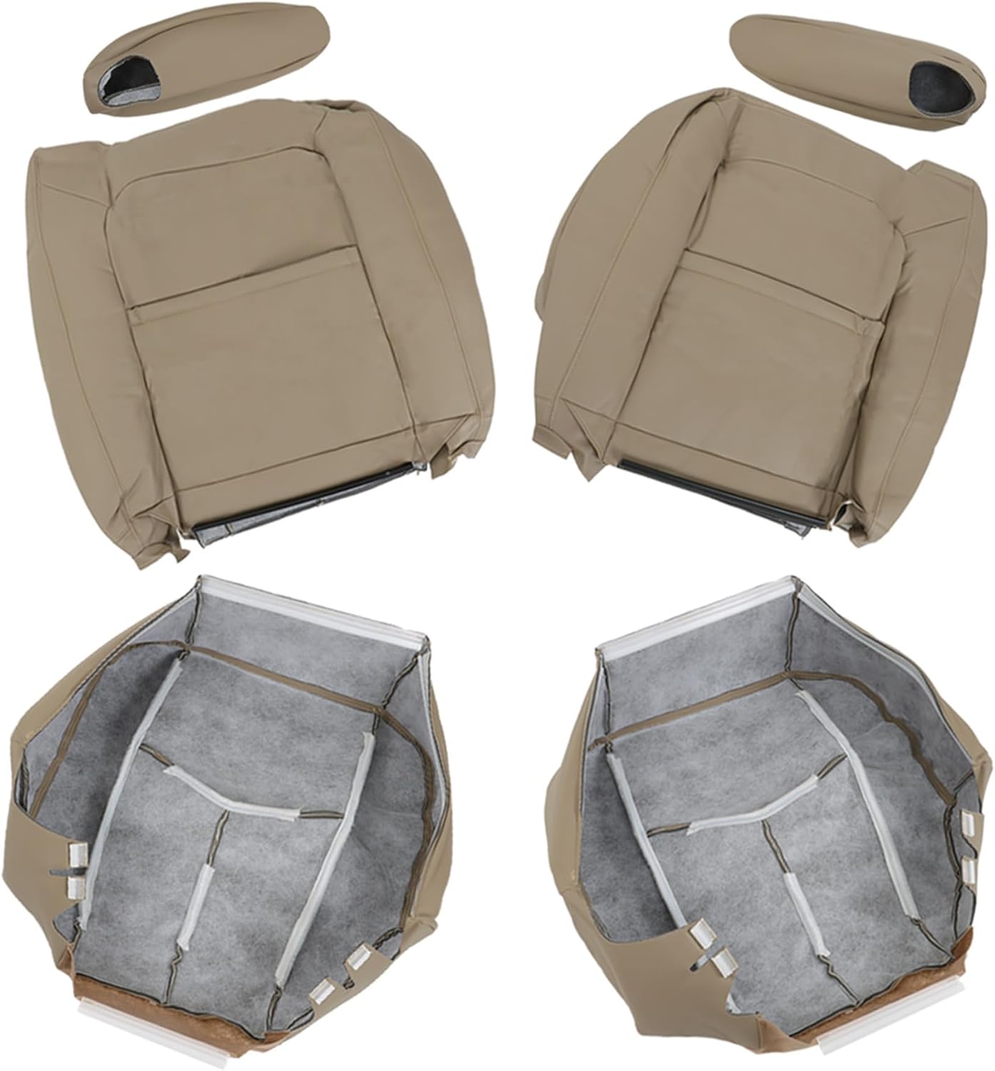 Seat Cover Tan Driver Passenger Bottom Top Without headrest Hole Replacement for 2003 2004 2005 2006 Yukon Sierra Denali