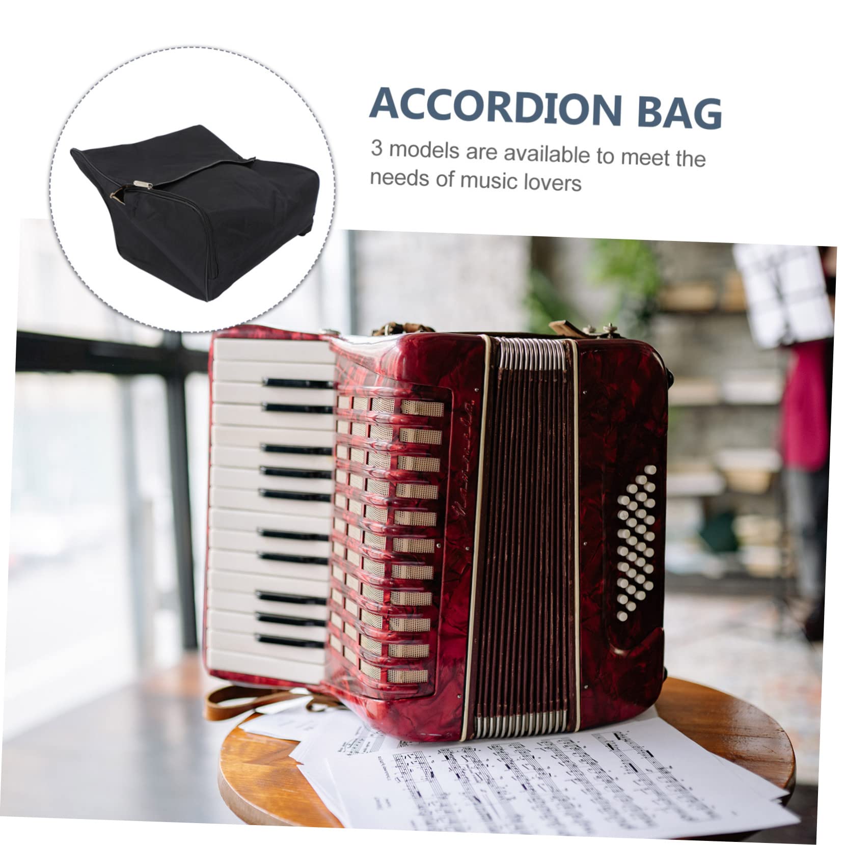 Paquet à Dos Porte-accordéon 60 Basses Noir en Textile Résistant Doublure Renforcée, Étui Pratique pour Transport D’accordéon Lors de Concerts, Écoles et Activités Musicales