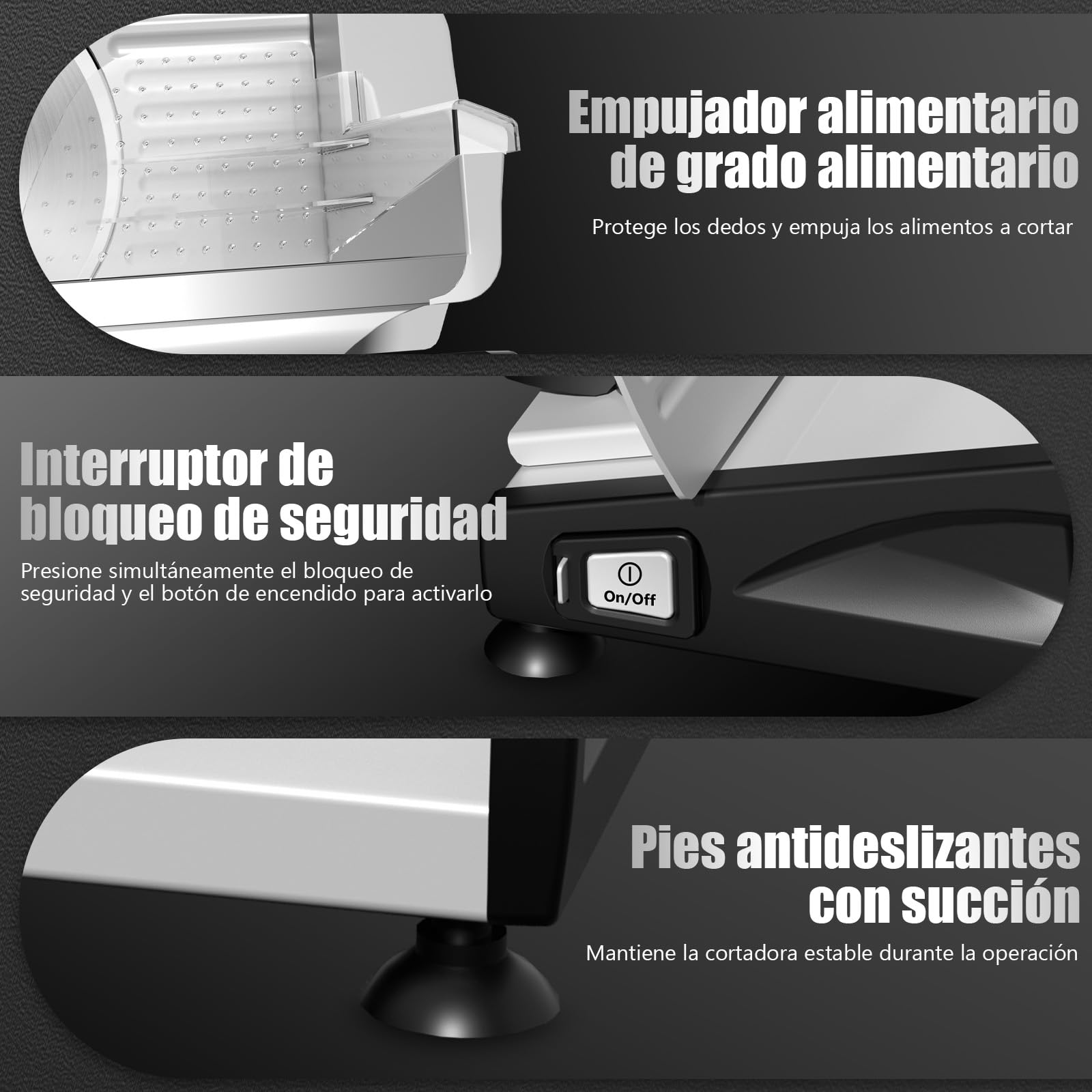 YASHE Cortadora De Fiambre Con Motor DC Silencioso, Cortafiambres Eléctrico Para Jamón 200W, Cuchillas De Acero Inoxidable Duales De 19CM, Grosor Ajustable De 0-15mm Para Carne, Queso, Pan Y Verduras