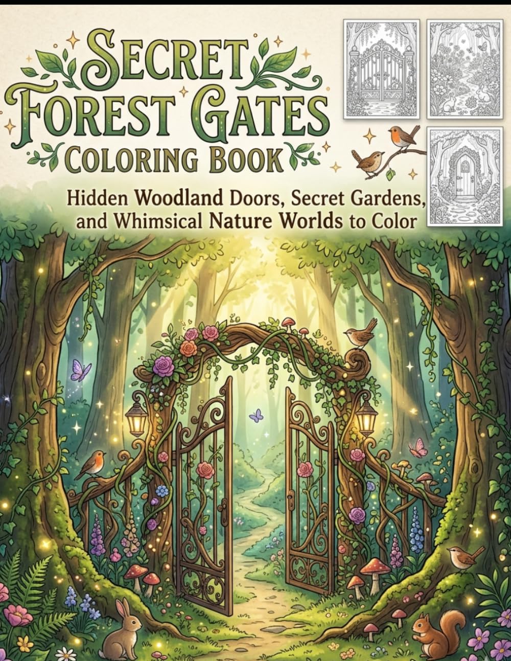 Secret Forest Gates Coloring Book: Hidden Woodland Doors, Secret Gardens, and Whimsical Nature Worlds to Color