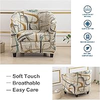 Vista 3 de NILUOH Fundas para silla de club, 2 piezas, elásticas, estampadas, con barril redondo, antideslizantes, con parte inferior elástica para bar, sala