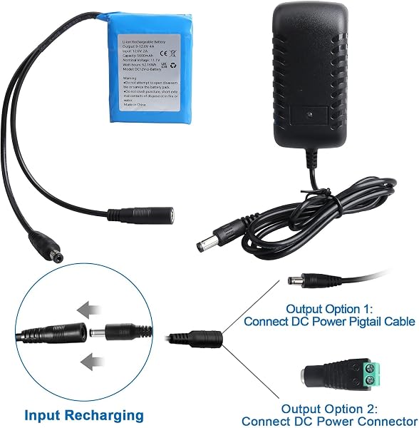 12V 5600mAh Li-Polymer Battery Pack with Charger Compatible with 12 V Devices, DIY Project, Bike Light,Radio, Fishing Light, LED Light Strip, CCTV Camera, Routers, Car DVRs, etc. - 3