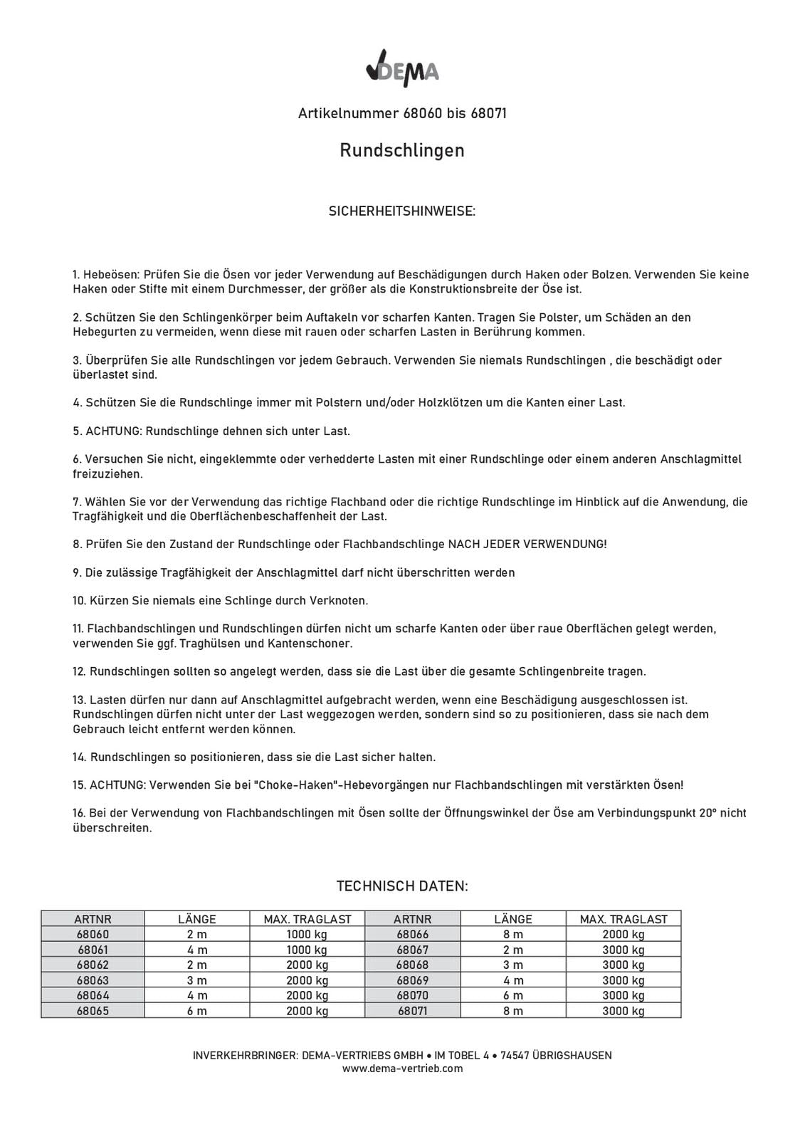 DEMA Rundschlinge 3t 4m