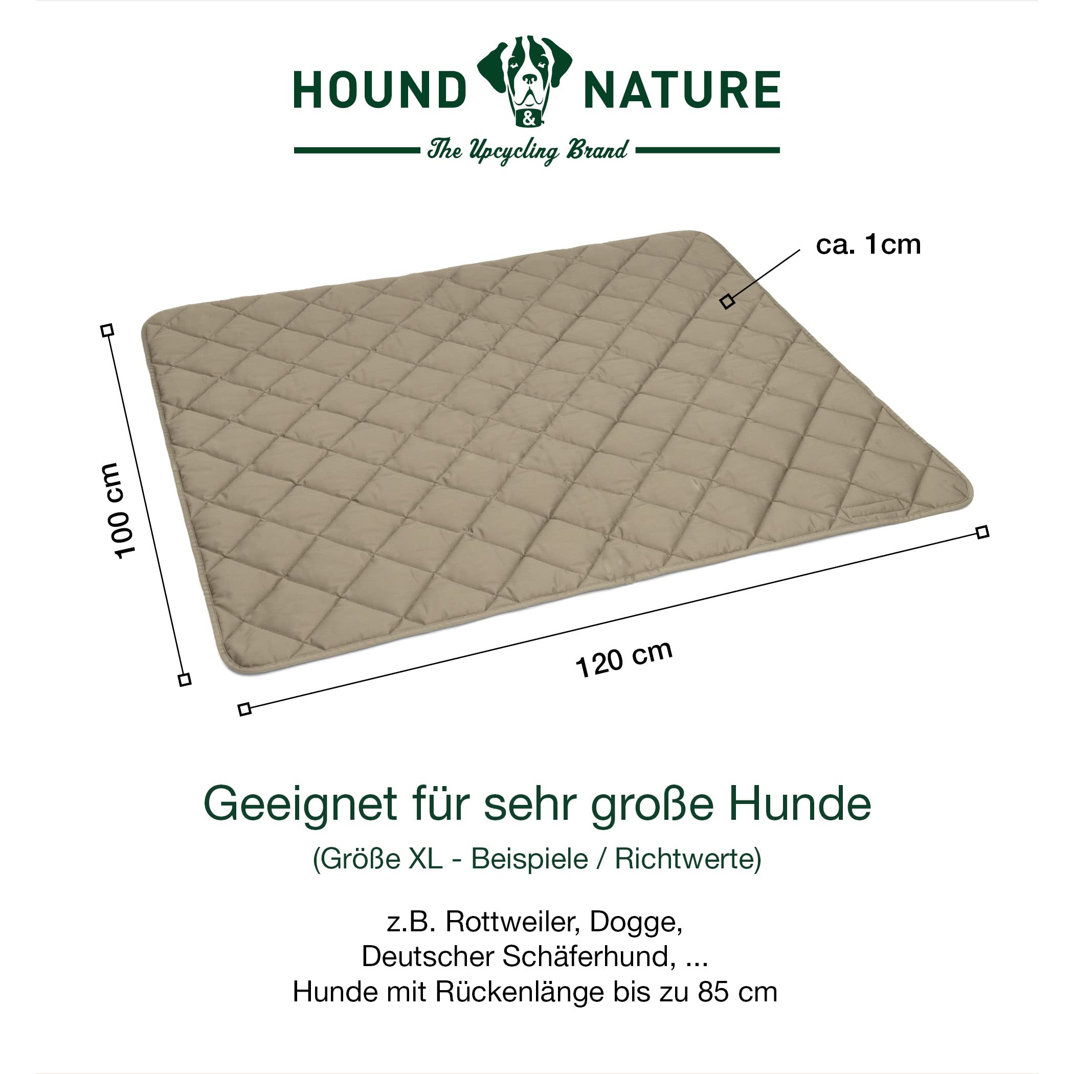 Hound & Nature Davos Manta ecológica para perros, suave, lavable, manta térmica acolchada, higiénica, resistente y sostenible (XL – 120 x 100 cm, color pardo)