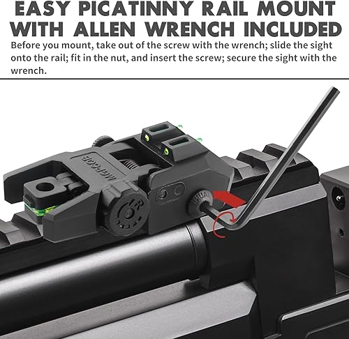 Miniatura 4 de Miras de fibra óptica, miras de respaldo delanteras y traseras abatibles con puntos de fibra óptica verdes y rojos, mira frontal ajustable sin