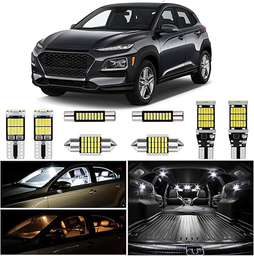 Kit de luces LED para interiores para Hyundai KonaKona N 2017 2018 2019 2020 2021 2022 superbrillantes 6000K mapa cúpula de matrícula luces