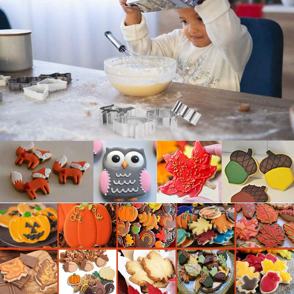 Herbst Keksausstecher Set – 6-teilig, Edelstahl, Mit Kürbis, Eichhörnchen & Blättern Für Erntedank
