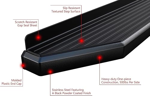 Miniatura 5 de APS Estribos de 6 pulgadas (estilo plano negro) Barras Nerf, escalón lateral compatibles con Jeep Wrangler JL 2018-2025 de 4 puertas (incluye 21-25