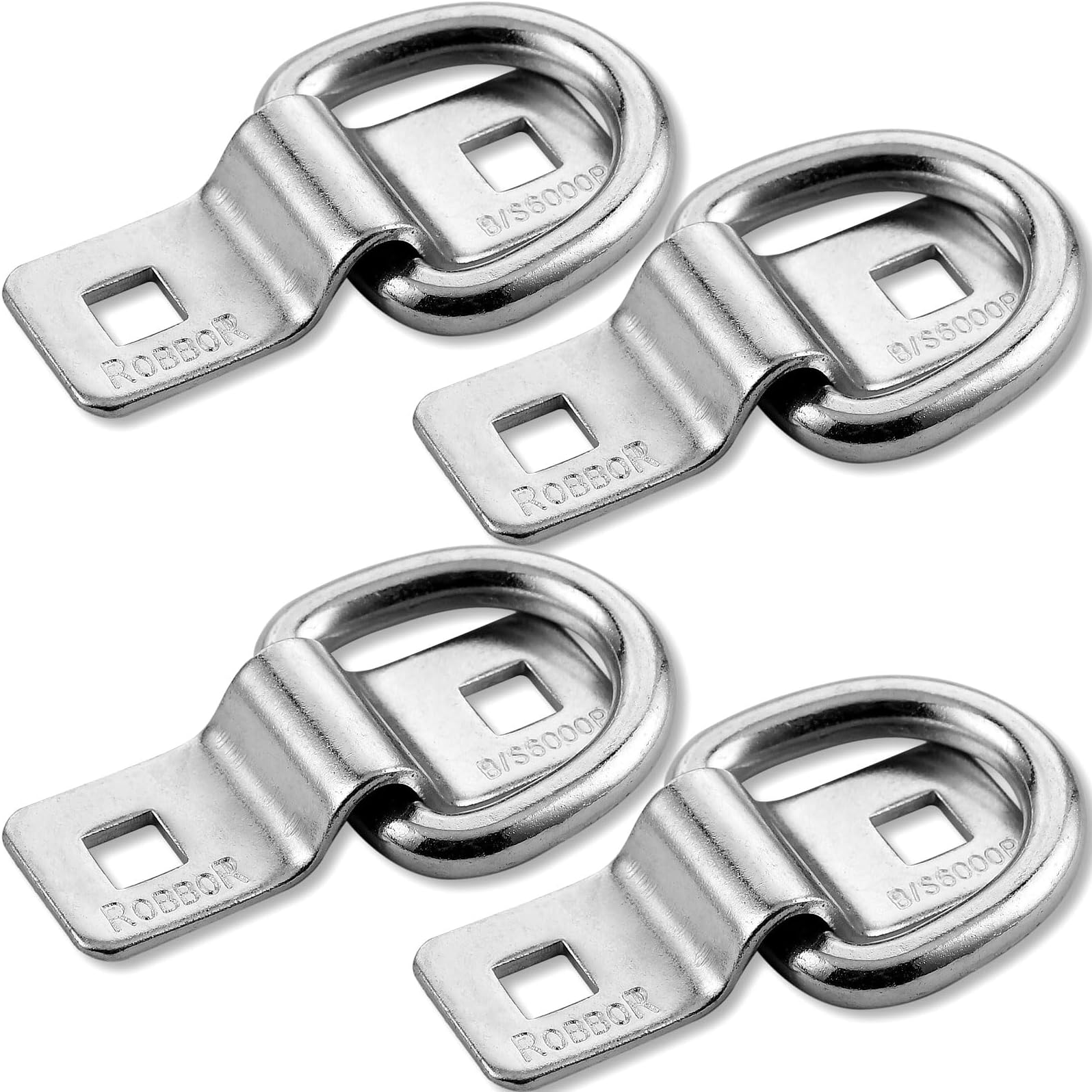 D Ring,Tie Down Anchor 4 Pk Robbor Surface Mount Tie Down Ring Heavy Duty 6000 Pound Breaking Strength Super Strong Forged Steel for Trailer Cargo Control, Tying Down Motor Bikers,ATV's