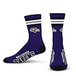 For Bare Feet NFL 4 Stripe Deuce Crew Sock, Baltimore Ravens, Large