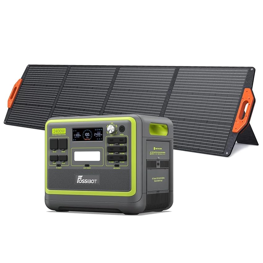 Immagine del prodotto FOSSIBOT F2400 Generatore Solare, Pezzo con Pannello Solare da 200W, LiFePO4 da 2048 Wh, Uscita AC da 2400W, Centrale Elettrica Portatile Adatta per Case, Campeggio e Situazioni di Emergenza