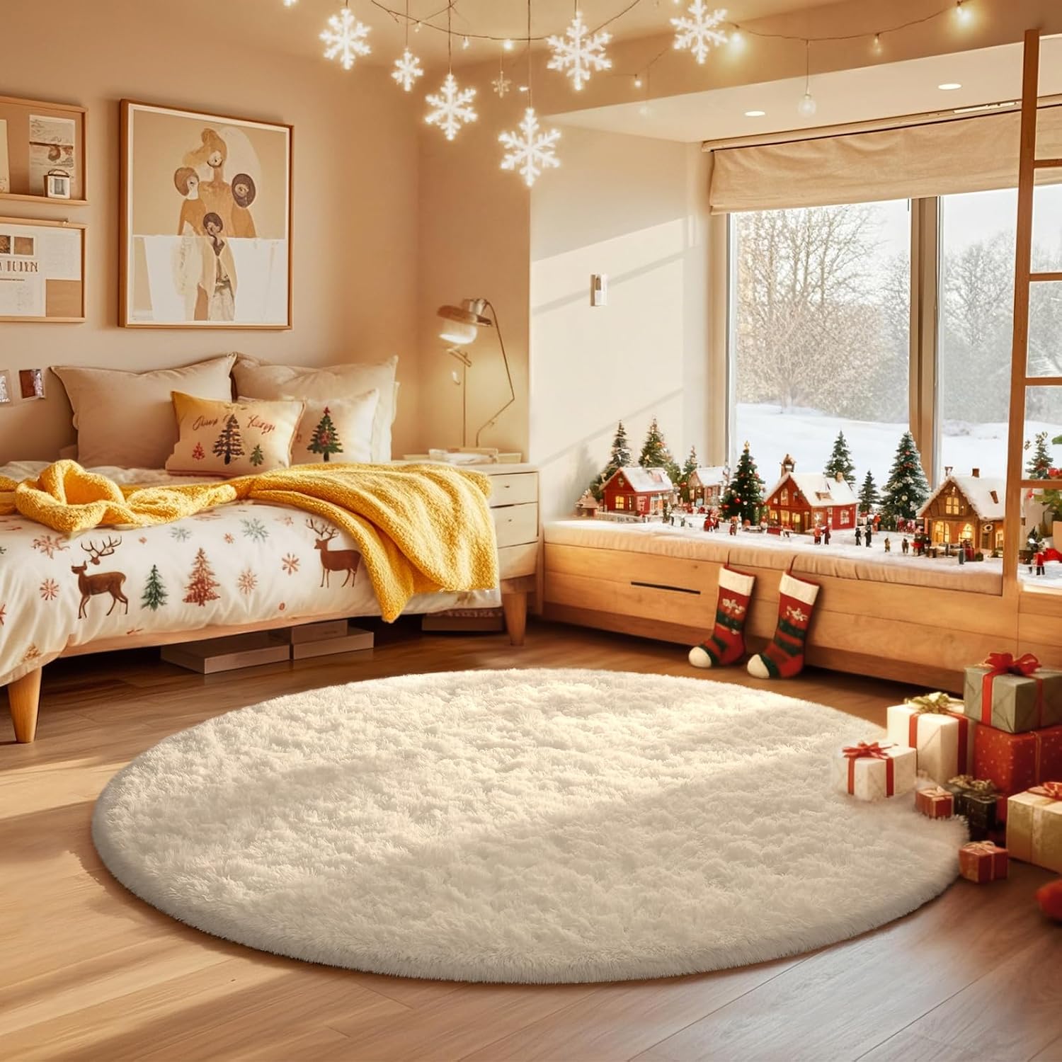 Ophanie Round Rugs 5Ft Ivory Circle...