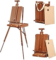 Vista 7 de VISWIN Caballete francés para pintar con paleta, correa para el hombro y almacenamiento, caballete de madera de haya ajustable para viajes