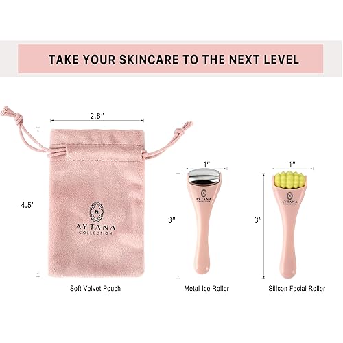 Miniatura 6 de AYTANA - Juego de mini rodillos de hielo y cara refrescante con bolsa, rodillos calmantes para ojos hinchados y masaje facial, herramientas faciales