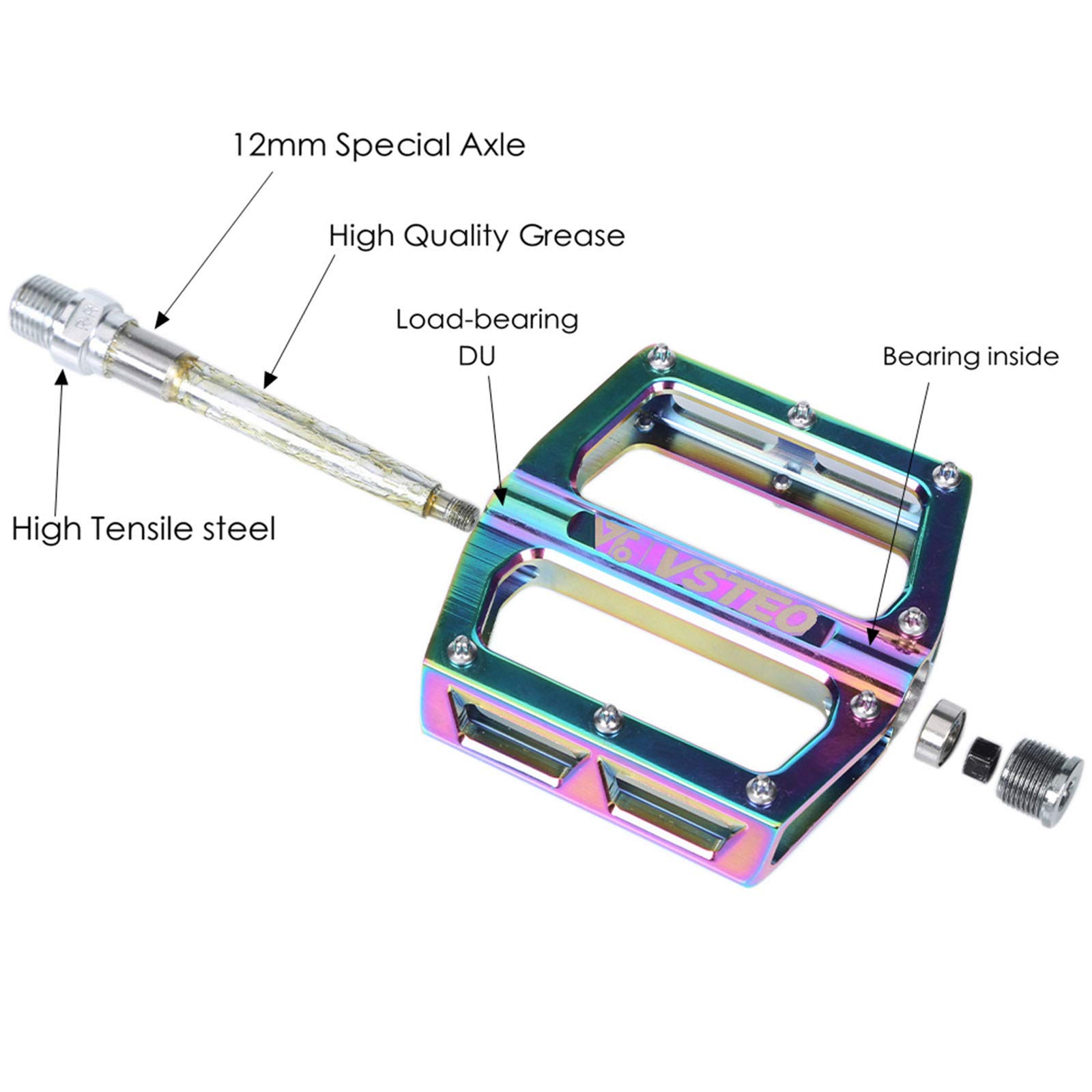 Pédales Vélo Route VTT En Alliage D'aluminium Ultraléger - Plateforme Plate, Roulements Fluides